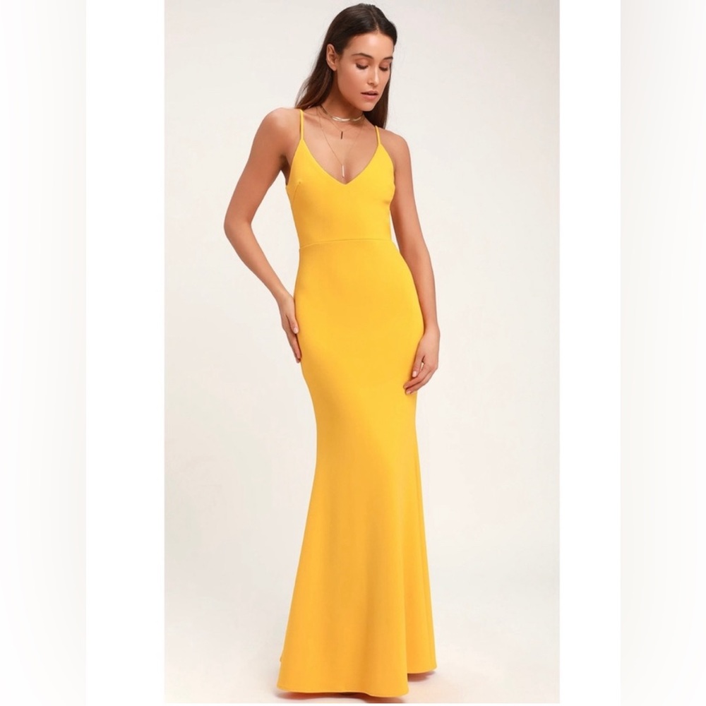 Lulu’s Infinite Glory Marigold Yellow Maxi Dress